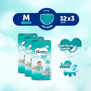 Sweety Silver Pants Cloud Soft M 3 x 32s Popok Celana Baby Diapers