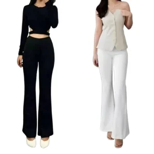 AQQUATTAA Celana Flare Pants Cutbray Wanita Scuba Premium Tebal
